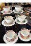 6-Piece Colorful Embossed Pattern Porcelain Coffee Cup Set 90 ml