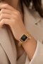Loev Women's Gold Square Steel Watch Black Dial Heart Charm Detailed Luxury Quartz Wristwatch - 6