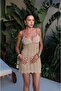Mink Pearl Detailed Strappy Mini Dress - 2