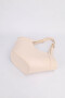 Women's Cream Medium Size Makeup Bag with Belt Strap Detail, Hand and Shoulder Bag Lara - 3