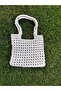 Hand-Knitted Ecru Color Bag Made from Seamless Combed Cotton Yarn - 3