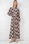Women's Buttoned Long Hijab Dress 1548 - Brown Beige - 3