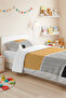 Yellow Geometric Young Room Single Pique Set - Black Striped 160X220 cm Quilted Bedspread - 5