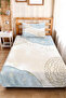 Blue Geometric Modern Young Room Single Pique Set-White Gold 160X220 cm Quilted Bedspread - 4