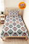 Bohemian Geometric Green Young Room Single Pique Set - Tile 160X220 cm Quilted Bedspread