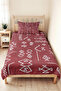 Bohemian Ethnic Burgundy Single Pique Set - Geometric White 160X220 cm Quilted Summer Bedspread - 5