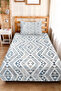 Blue Geometric Modern Pique Set - Bohemian Scandinavian White Gray 160X220 cm Quilted Bedspread - 5
