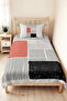 Powder Geometric Young Room Single Pique Set - Black Striped 160X220 cm Quilted Bedspread - 5