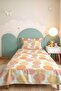 Floral Pastel Autumn Themed Teen Room Single Pique Set - Boho 160X220 cm Bedspread - 2