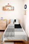 Black Geometric Youth Room Single Pique Set - Modern Striped 160X220 cm Quilted Bedspread - 5
