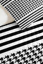 Black Houndstooth Geometric Teen Room Single Pique Set - Modern Striped 160X220 cm Bedspread - 3