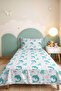 Sea Dolphin Patterned Turquoise Children's Room Single Pique Set-Pastel Marine 160X220Cm Bedspread - 5