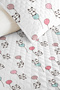 Panda Pink Pastel Girls' Pique Set - Mint Baby Room Summer Bedspread with Balloons - 160X220 cm - 3