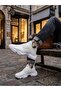 403 Soft Knitwear Textured High Sole White Sports Shoes - 4