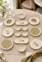 Oliva 14 Piece Handmade Stackable Ceramic Plate Set for 6 People Premium Presentation & Breakfast Set