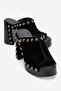 Women's Genuine Leather Clogs Slippers 6368 Black Suede