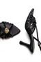 Taran Black Satin Open Toe Buckle Detail 9 cm Caged Women's Heeled Shoes - 4