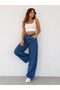 Women's Buttoned Flared Leg Jean Palazzo Trousers - 4