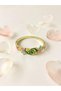 Colorful Flower Garden Themed Green Zircon Stone Steel Handcuff Bracelet - Tarnish Resistant