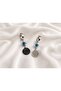 Steel Evil Eye Beaded Geometric Hoop Earrings - 3