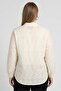Women V-Neck Long Sleeve Embroidered Shirt, Off White - 3