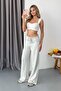 Women's Adjustable Waist Wide Leg Sweatpants Gray - Ms0001271 - 4