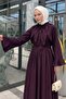 Linen Suit with Flared Skirt 9357335 - Dark Mulberry - 3