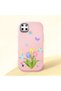 Realme C21Y Compatible Case Camera Protector Pink Silicone Couple Phone Case with Floral Pattern