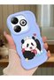 Infinix Smart 8 Compatible Case Camera Protector Blue Silicone Couple Phone Case Panda Pattern