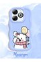 Infinix Smart 8 Pro Compatible Case Camera Protector Blue Silicone Couple Phone Case Cat Pattern - 2
