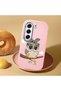 Tecno Camon 40 Compatible Case Camera Protector Pink Silicone Couple Phone Case with Owl Pattern - 2