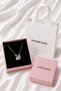 Gift for Lover: Steel Pink Stone Swan Necklace - Birthday Gift for Lover with Special Box and Bag - 5