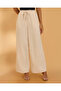 Women Beige Linen Flared Wideleg Trousers