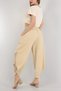 Women's Beige Linen Mesh Detailed Bohemian Pinterest Style Shalwar Trousers - 8