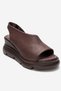Women's Genuine Leather Wedge Heeled Sandals 6211 Brown - 3