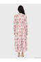 Burgundy High Neck Layered Dress with Belt at the Waist - 5
