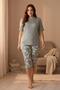 Premium Women's Plus Size Short Sleeve Lycra Light Green Comfortable Capri Pajama Set - 2