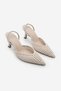 Women's Stiletto Pointed Toe Hand Knitted Classic Heeled Shoes with Elastic Back Arfes Ecru - 7