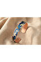 Copper Blue Floral Pattern Adjustable Cuff Bracelet |   New Series - 7