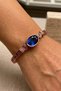 Women's Copper Bracelet with Sapphire Zircon Natural Stone Oval Patterned Embroidered Women's Copper Bracelet - 3