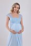 New Season Blue Lace Summer Special Design 100% Cotton Maternity Nightgown - 6