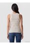 Purple Crew Neck Striped Women's Ribbed Tank Top - 4