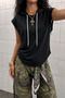 Women's Hooded Sleeveless Basic T-Shirt – 100% Cotton Single Jersey Fabric Comfortable Fit Summer Blouse - 2