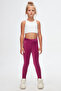 Purple Corduroy Girls' Leggings with Pockets
