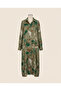 Women's Bohemian Asymmetrical Leaf Patterned Shirt Dress - 6