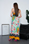 Full Length Straps Double Breasted Me Gathered Viscose Dress - 6