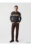 Lcwaikiki Classic Anthracite Crew Neck Striped Men's Knitwear Sweater - 2