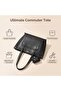 Large Leather Commuter Tote Bag with Mini Chain Pouch, Spacious Laptop Shoulder Bag for Work Office Daily Travel, Women Elegant Black Handbag - 5