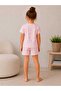 Crew Neck Short Sleeve Girl's Pajama Set with Shorts - 4