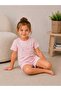 Crew Neck Short Sleeve Girl's Pajama Set with Shorts - 3
